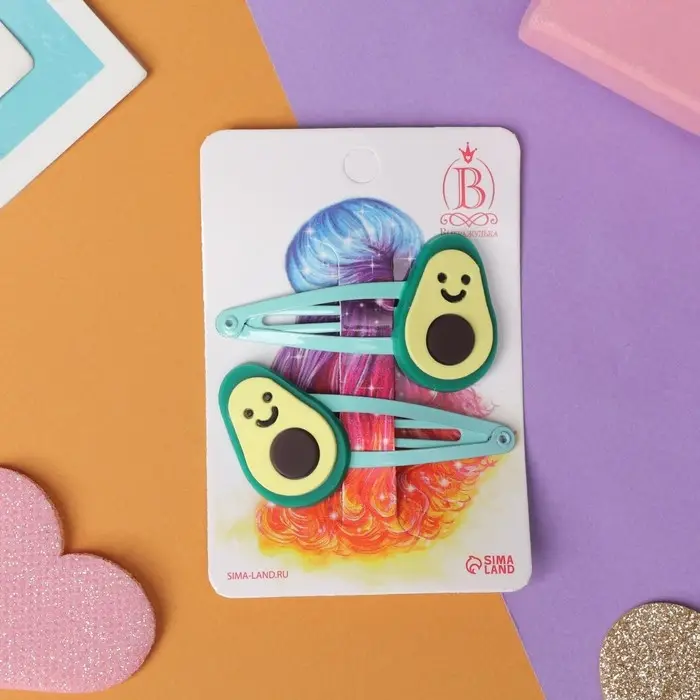 Невидимка для волос  Невидимка для волос "Абель" (набор 2 шт) авокадо, 5 см, зелёный