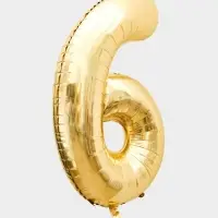 Воздушный шар фольгированный 40" &laquo;Цифра 6&raquo;, белое золото