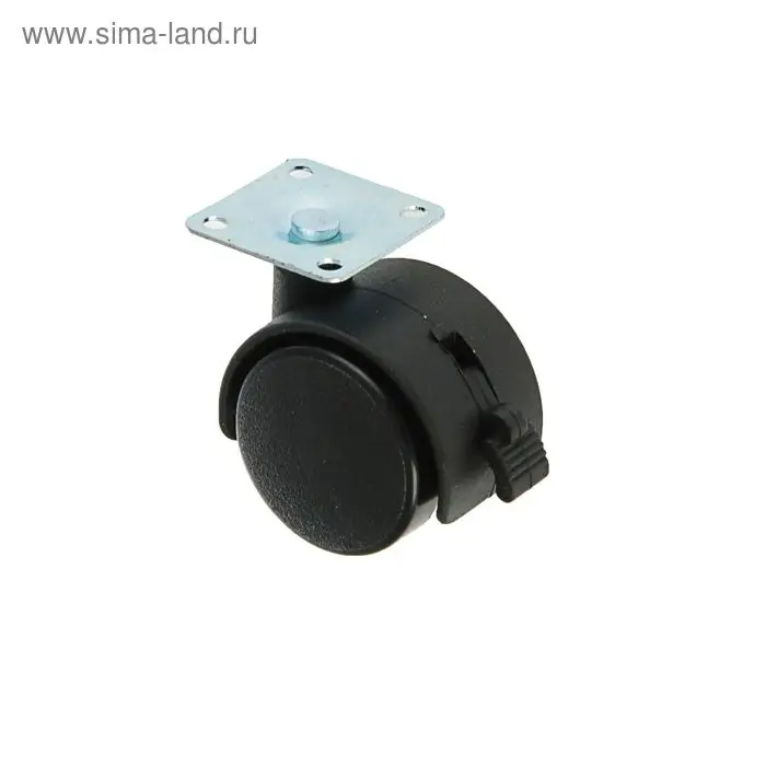 Колесо мебельное, d=40 мм, на площадке, с тормозом Колесо мебельное, d=40 мм, на площадке, с тормозом