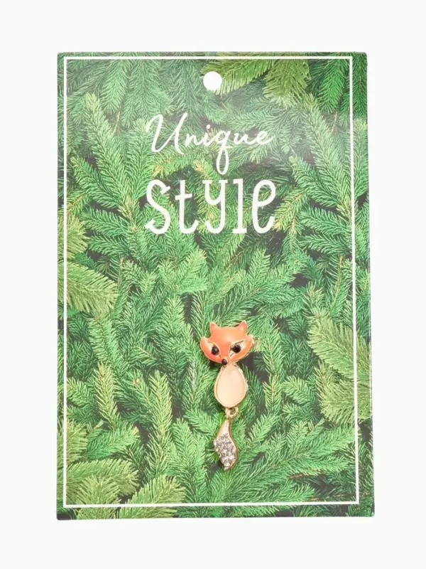 Значок &laquo;Лисичка&raquo;, с подвижным хвостиком, цветной в золоте