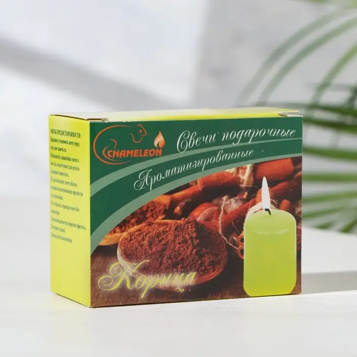 Набор свечей-столбиков 2 шт, 4х6 см, корица