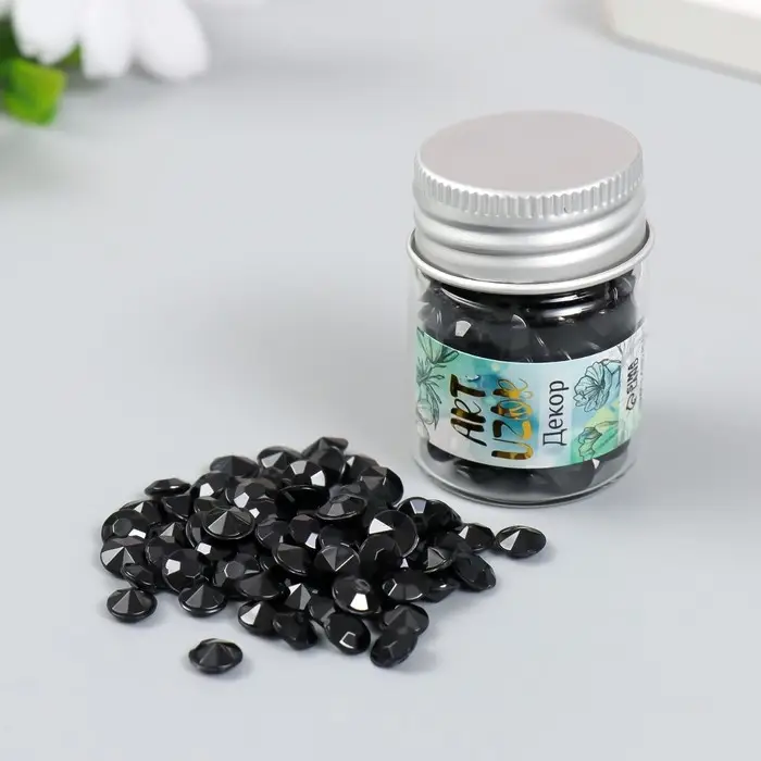 Декор для творчества в бутылочке "Стразы. Полночь" набор 250 шт d=0,6 см 4х3х3 см