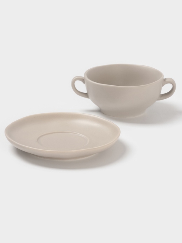 Бульонница Magistro  Бульонница Magistro "Potter" 255мл 15х2 цвет светло-серый с блюдцем