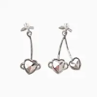 Серьги "Сердечная вишня", цвет красный в серебре