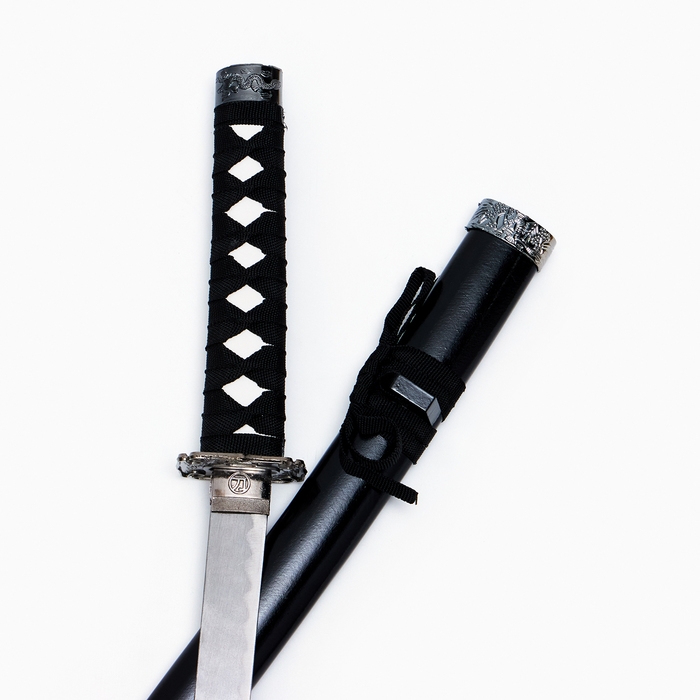 Сувенирное оружие "Катана Нао" 77см, чёрный глянец, на подставке