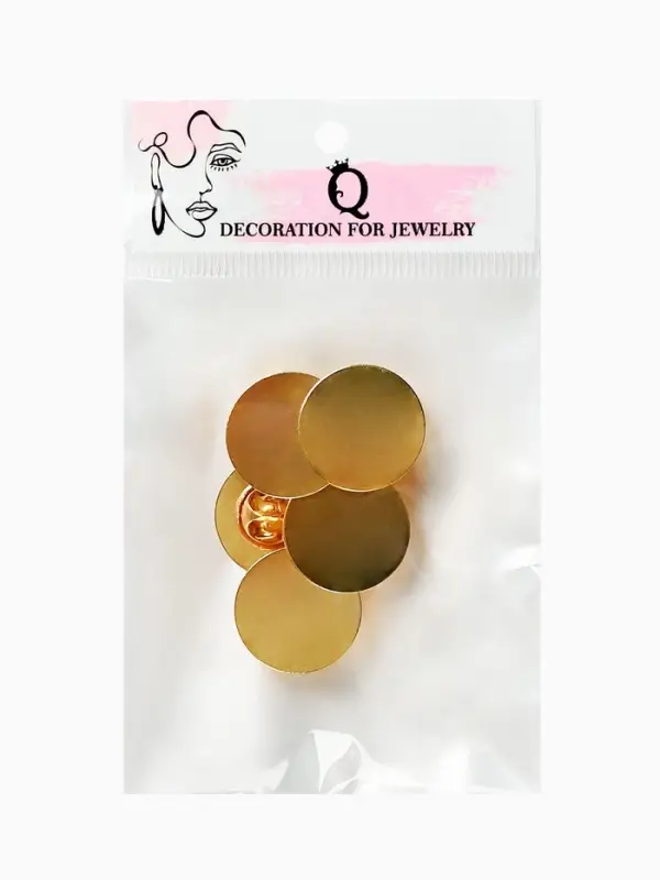 Основа для броши/значка (набор 5 шт.), площадка 2 см, цвет золото