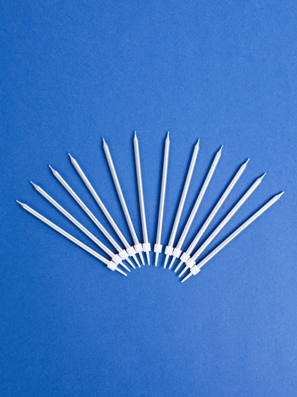 Свечи для торта  Свечи для торта "Ройс", 12 шт, серебристый металлик