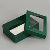 Коробка складная, крышка-дно &laquo;Армейский зелёный&raquo;, с окном 21&times;15&times;7 см