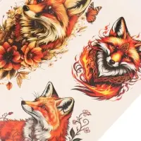 Татуировка на тело &laquo;Лисицы и цветы&raquo;, 12.5&times;20.7 см, цветная