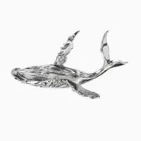 Брошь &laquo;Кит&raquo; морской, цвет серебро