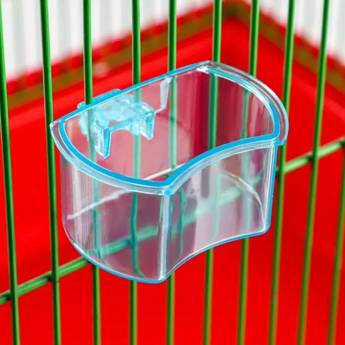 Миска для птиц с креплением к прутьям 5х3,5 см, синяя Миска для птиц с креплением к прутьям 5х3,5 см, синяя