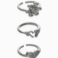 Кольцо детское набор 3шт. "Выбражулька" стиль, смайл, цвет серебро
