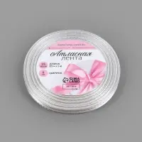 Лента атласная, с золотым люрексом, 6 мм, 23&plusmn;1 м, белая №001