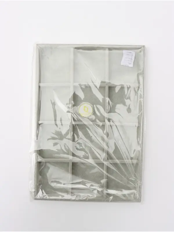 Подставка для украшений QF, 12 ячеек, флок, 35&times;24&times;3 см, серая