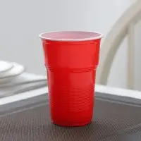 Стаканы одноразовые &laquo;Факел Экстра&raquo;, набор 10 шт., 500 мл, пластик, d=10 см, красный, белый