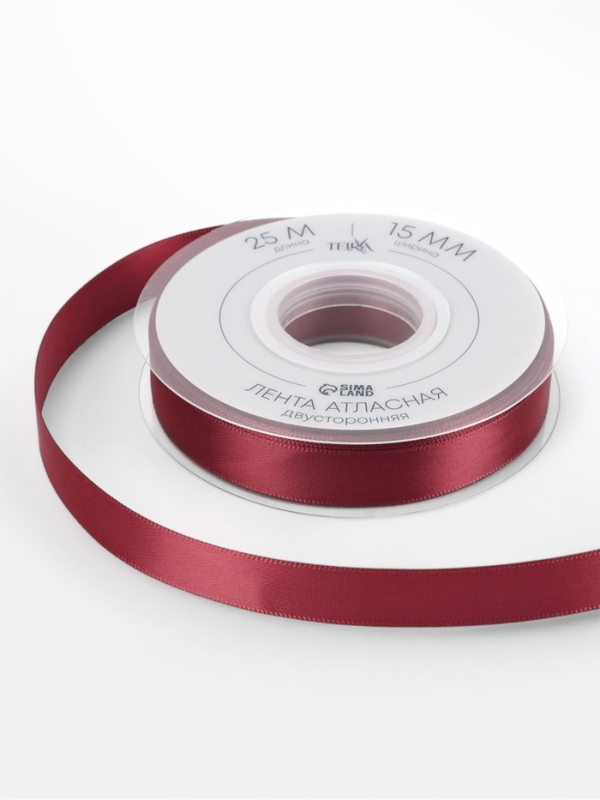 Лента атласная двухсторонняя №0789 15мм*25±1м бордовый TR Лента атласная двухсторонняя №0789 15мм*25±1м бордовый TR