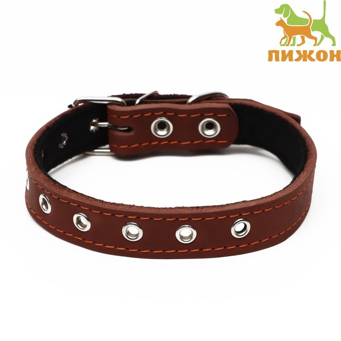 Ошейник кожаный на синтепоне, безразмерный, 54 х 2,5 см, ОШ 19-47 см, коричневый Ошейник кожаный на синтепоне, безразмерный, 54 х 2,5 см, ОШ 19-47 см, коричневый