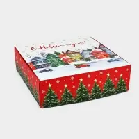 Подарочная коробка новогодняя складная &laquo;Волшебного нового года&raquo;, 26&times;26&times;8 см