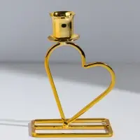 Подсвечник на 1 свечу &laquo;Сердце&raquo;, металл, d=2.3 см, золото, 5.8&times;9.3&times;14 см