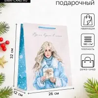 Пакет подарочный новогодний ламинированный, &laquo;Время верить в мечты&raquo;, 26&times;12&times;32 см