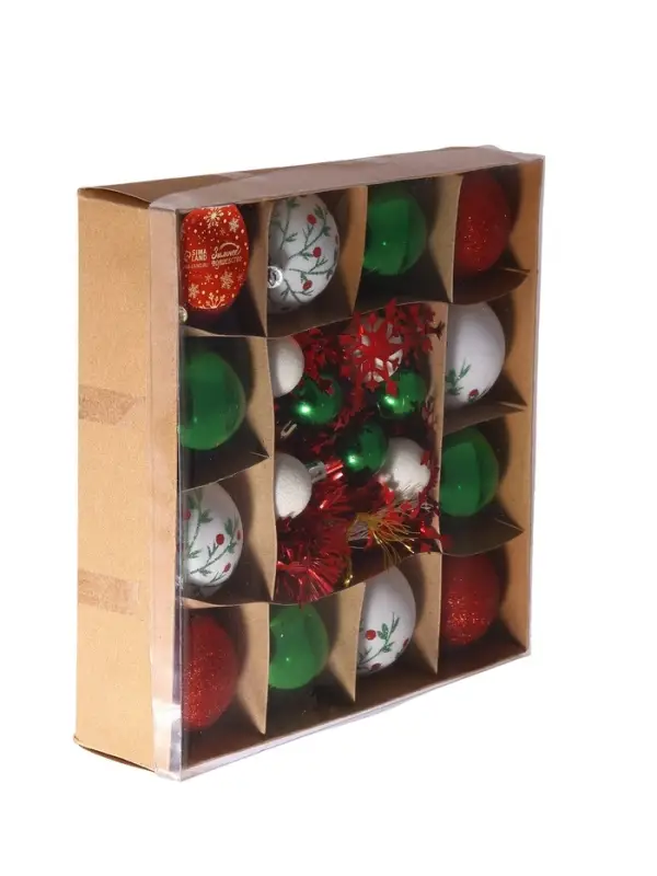 Ёлочные игрушки &laquo;Каникулы&raquo;, шары новогодние, d=6 и 2.5 см, 21 шт., узоры + мишура 1 м, МИКС