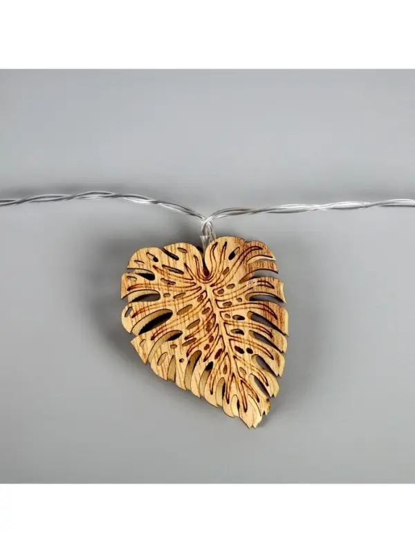 Гирлянда &laquo;Нить&raquo; 2.5 м с насадками &laquo;Листочек&raquo;, IP20, прозрачная нить, 10 LED, от батареек АА&times;2, свечение тёплое белое