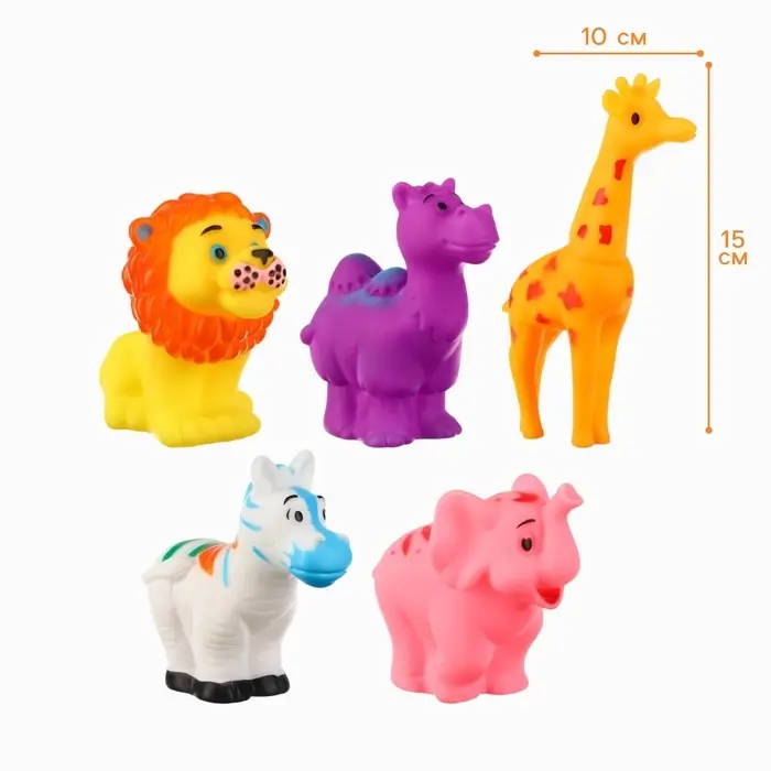 Резиновые игрушки для ванны Крошка Я &laquo;Животные&raquo;, с пищалкой, в наборе 5 шт.