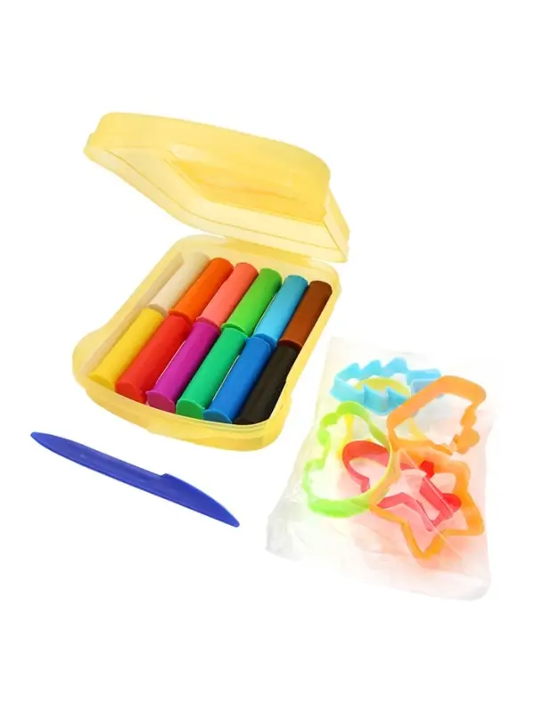 Пластилин мягкий (восковой) 12цв 180г "Кроха" в контейнере, формочки + стек