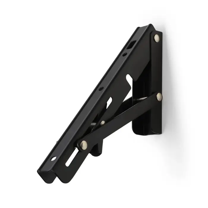 Кронштейн складной для столов и полок ТУНДРА, 2 шт., длина 200 мм, сталь черный