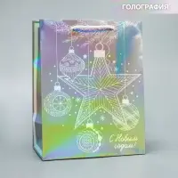 Пакет голографический «Звезда», MS 18 х 23 х 10 см