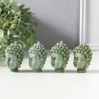 Сувенир полистоун "Голова Будды" набор 4 шт зелёный 3,3х3,7х5,5 см