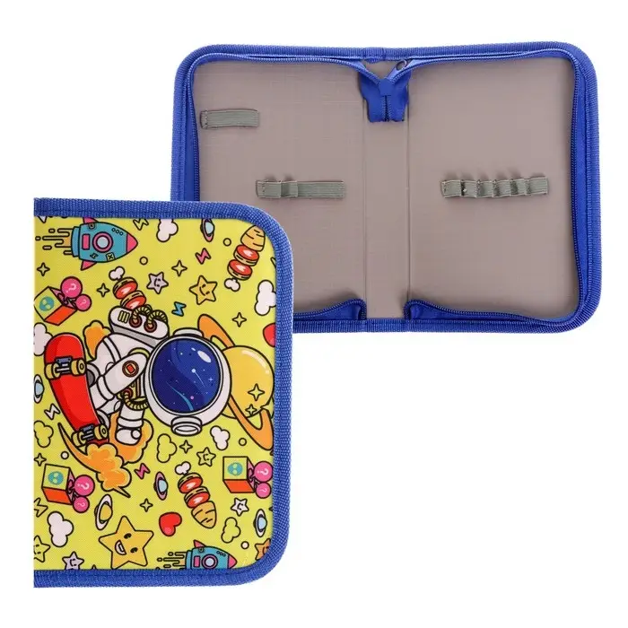 Пенал школьный на молнии, ткань 13 х 19,5 см Пенал школьный на молнии, ткань 13 х 19,5 см "Космос ", 1 секция