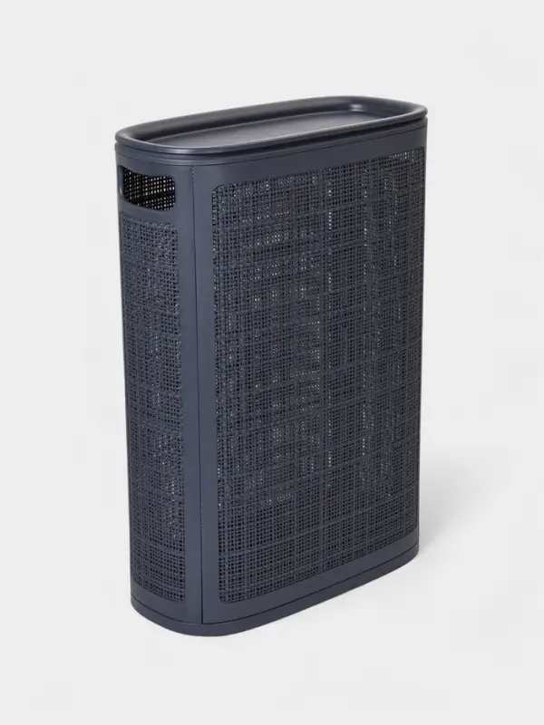 Плетёная корзина для белья с крышкой &laquo;Лён&raquo;, 45 л, 43&times;20&times;60 см, графит