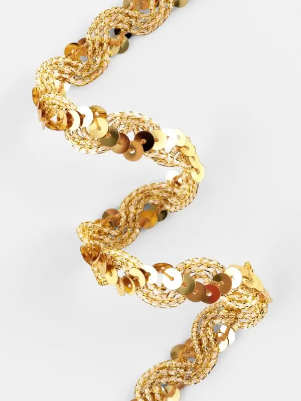 Тесьма декоративная с пайетками, 15 мм, 9.1&plusmn;0.5 м, цвет золотой