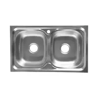 Мойка кухонная ZEIN, накладная, двойная, 0.6 мм, 80&times;48&times;15 см, 3 1/2&rsquo;&rsquo;, с сифоном