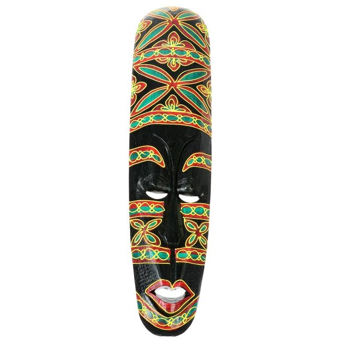 Маска настенная дерево Маска настенная дерево "Абориген с ярким узором" 3х12х50 см