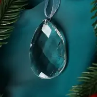 Украшение ёлочное "Льдинка" капелька, 6х4 см, прозрачный