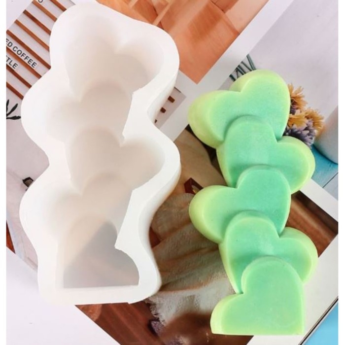 Молд силикон Молд силикон "Столбик из сердечек" 3,4х4,5х12,5 см