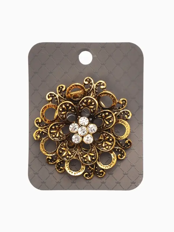 Зажим для платка Зажим для платка "Цветок астры", цвет белый в чернёном золоте