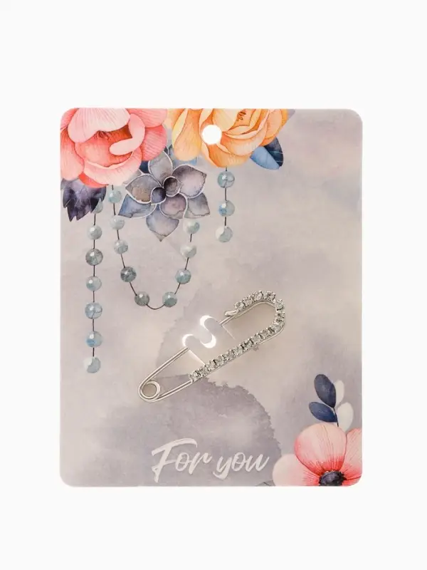 Булавка &laquo;Классика&raquo;, россыпь, 4.5 см, белая в серебре