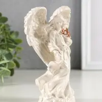 Фигура гипс "Ангел с крыльями" 15х7 см, перламутр