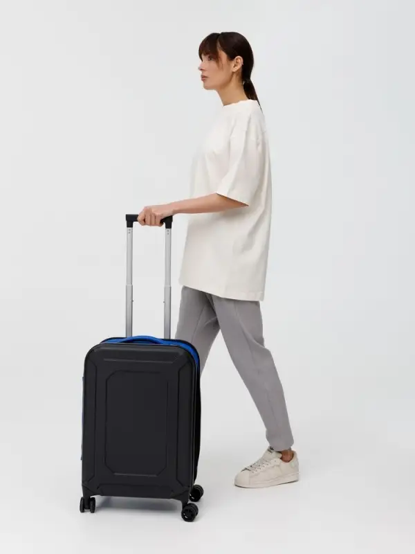 Чемодан Platta, черный с синим