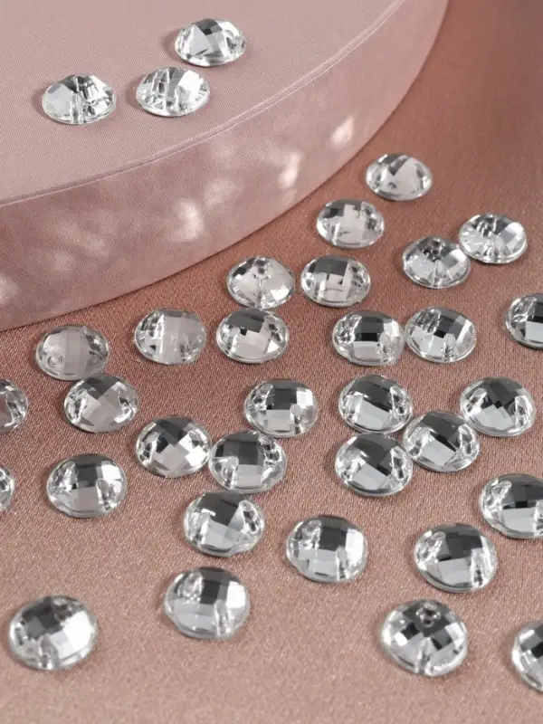 Стразы пришивные «Шатон», круглые, из органического стекла, d=8 мм, 50 шт., белые