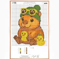 Вышивка крестиком 16х18 см "Капибара с уточкой"