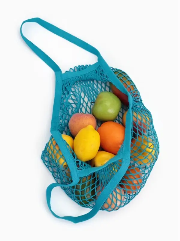 Сумка - авоська плетёная, клетка 1.5 см, синяя