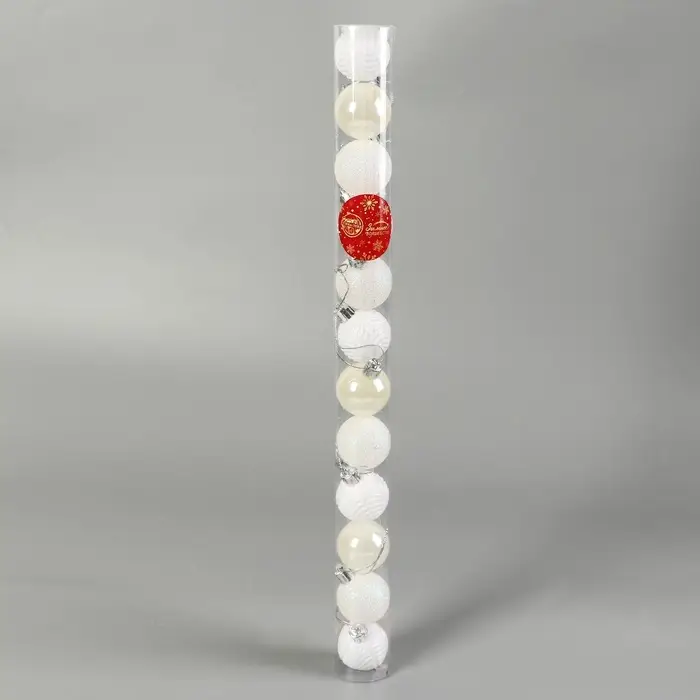 Ёлочные игрушки &laquo;Мелодия&raquo;, шары новогодние, d=4 см, набор 12 шт., веточки, белый