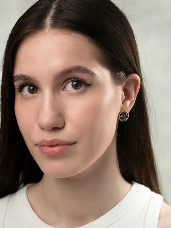 Серьги &laquo;Галиотис&raquo;, круг, зелёные в золоте