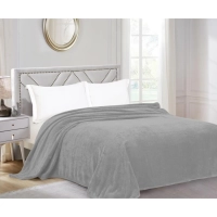 Плед велсофт  200х220см серый рубчик 15-4101 G