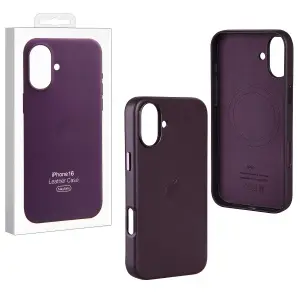 Чехол для iPhone 16 Leather Case 100% ORG (MagSafe) c LOGO Dark Purple