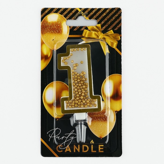 Свеча для торта, цифра с шейкером &laquo;1&raquo; , 9,5 х 4 см